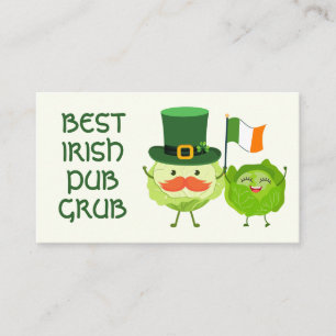 BEST IRISH PUB GRUB Kawaii Cabbage St Patricks Day Business Card