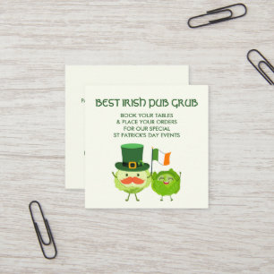BEST IRISH PUB GRUB Kawaii Cabbage St Patricks Day Square Business Card