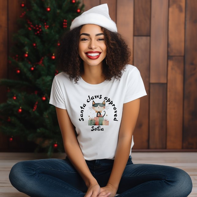 Best ironic Cat Mum Christmas name black T-Shirt (Creator Uploaded)