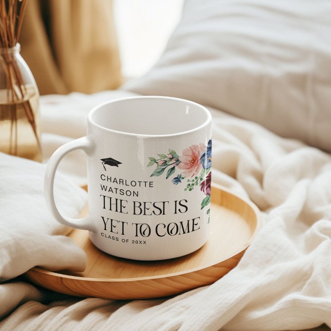 Best is Yet to Come Floral Graduate 2 Photo Coffee Mug (Creator Uploaded)