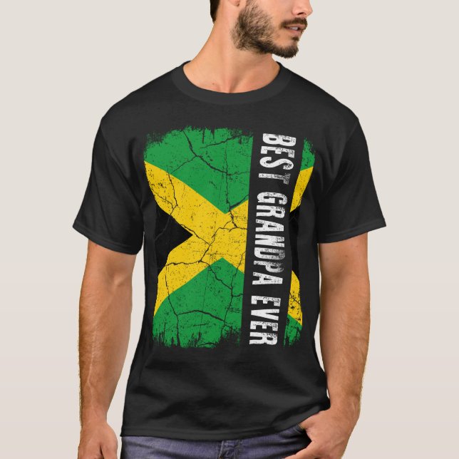 Best Jamaican Grandpa Ever Jamaica Flag T-Shirt (Front)