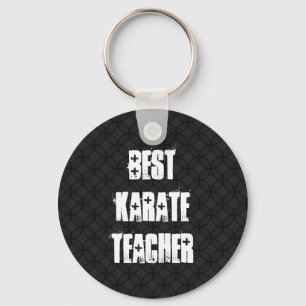 Best Karate Teacher Black and White Grunge Gift Key Ring