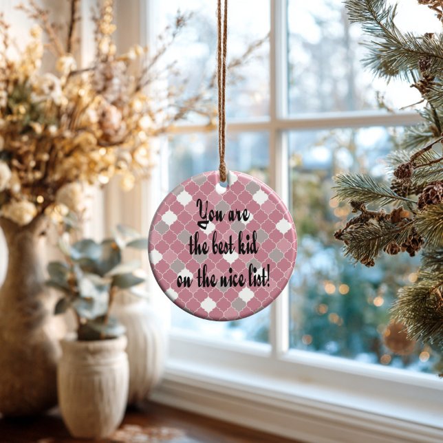 Best Kid Ceramic Tree Decoration (Artistic Dual-Use! This personalized quatrefoil ornament doubles as a luxury gift tag.)