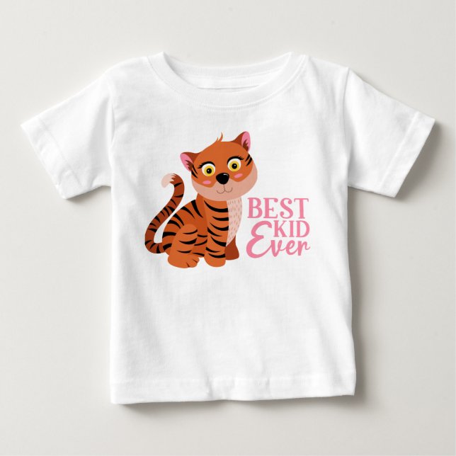 BEST KIDS EVER CUTE PINK TIGER BABY T-Shirt (Front)