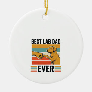 Best Lab Dad Ever Labrador Vintage T-Shirt Design_ Ceramic Tree Decoration