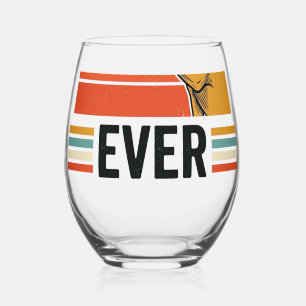 Best Lab Dad Ever Labrador Vintage T-Shirt Design_ Stemless Wine Glass