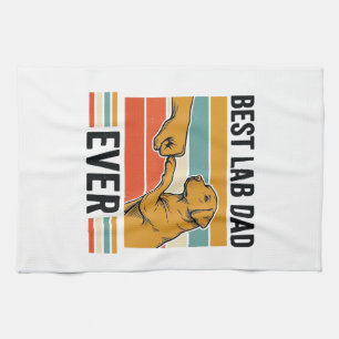 Best Lab Dad Ever Labrador Vintage T-Shirt Design_ Tea Towel