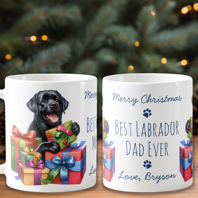 Best Labrador Dad Ever Merry Christmas Black Lab Coffee Mug (Creator Uploaded)