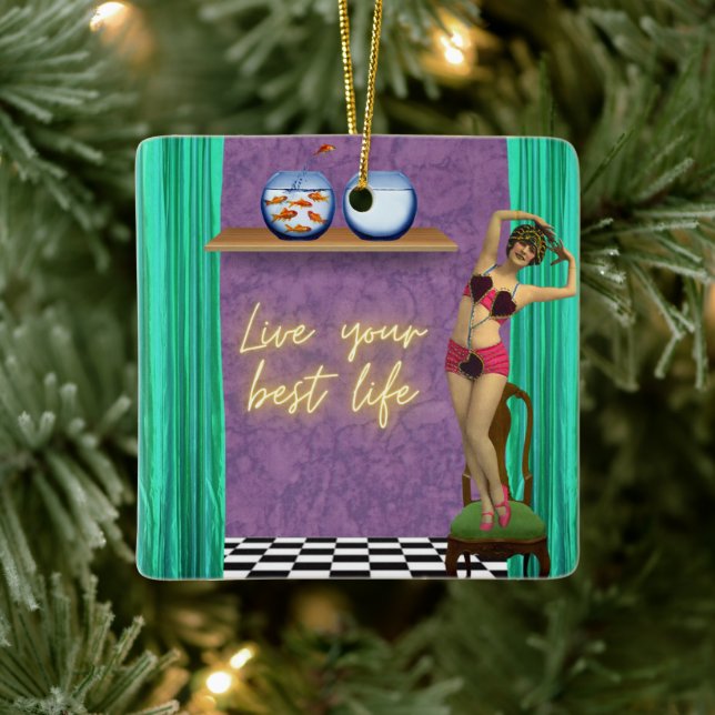 Best Life Funky Vintage Kitsch  Ceramic Ornament (Tree)