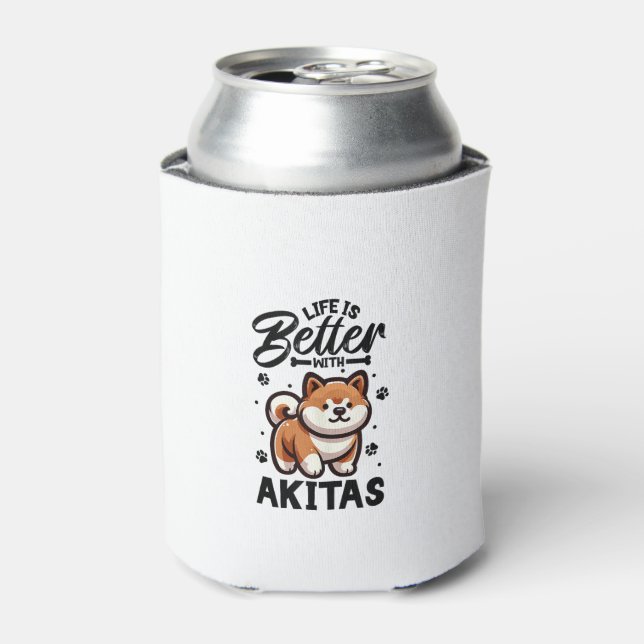 Best life with Akita  Can Cooler (Can Front)