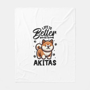 Best life with Akita Fleece Blanket