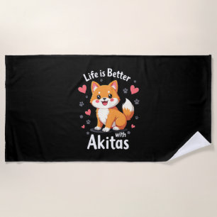 Best life with Akita Tank Top Beach Towel
