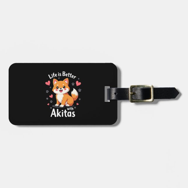 Best life with Akita Tank Top Luggage Tag (Front Horizontal)