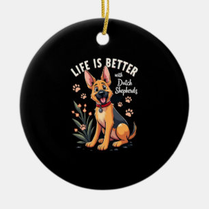 Best life with Dutch Shepherd Tank Top Ceramic Tree Decoration