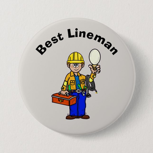 Best Lineman Button for White Male (Front)