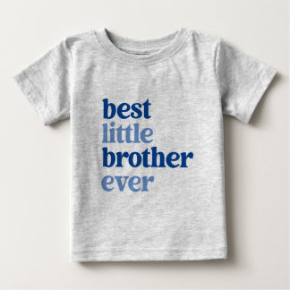 Best Little Brother Ever Grey with Blue Text Boy Baby T-Shirt