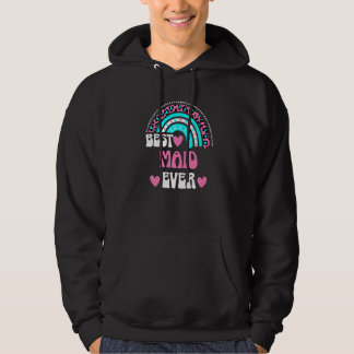 Best Maid Ever Groovy Cute Leopard Rainbow Hoodie