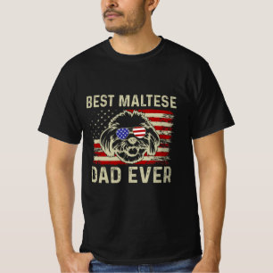 Best Maltese Dad Ever: Patriotic USA Maltese Dog T-Shirt