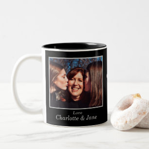 Best Mama Customisable Stripe Circle Photo Two-Tone Coffee Mug