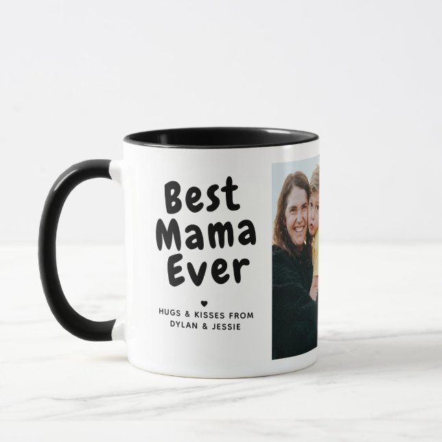 Best Mama Ever 2-Photo Collage & Custom Message Mug (Left)