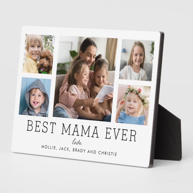 Best Mama Ever Children 5-Photo Collage Custom Plaque (Side)