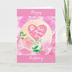 Best Mama Ever Cute Pink Mum Birthday Card