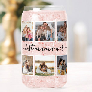 Best Mama Ever for Mum Custom Photo Collage Can Glass