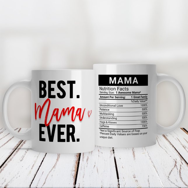 Best Mama Ever Red + Nutrition Facts, Large Coffee Mug (Creator Uploaded)