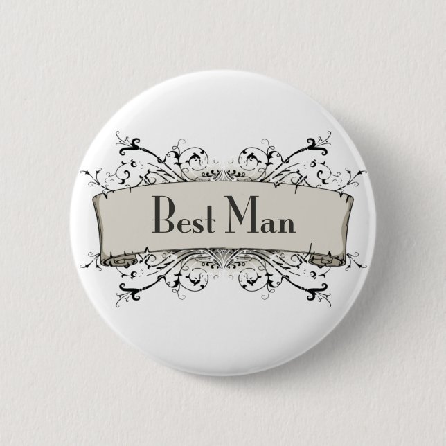 *Best Man 6 Cm Round Badge (Front)