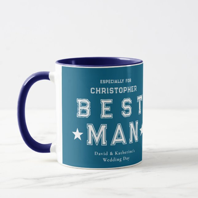 Best Man Appreciation Gift Blue Mug (Left)