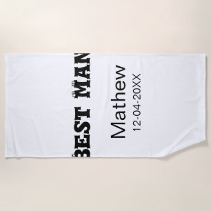 Best man bachelor party add name date simple sdon' beach towel