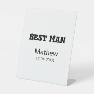 Best man bachelor party add name date simple sdon' pedestal sign