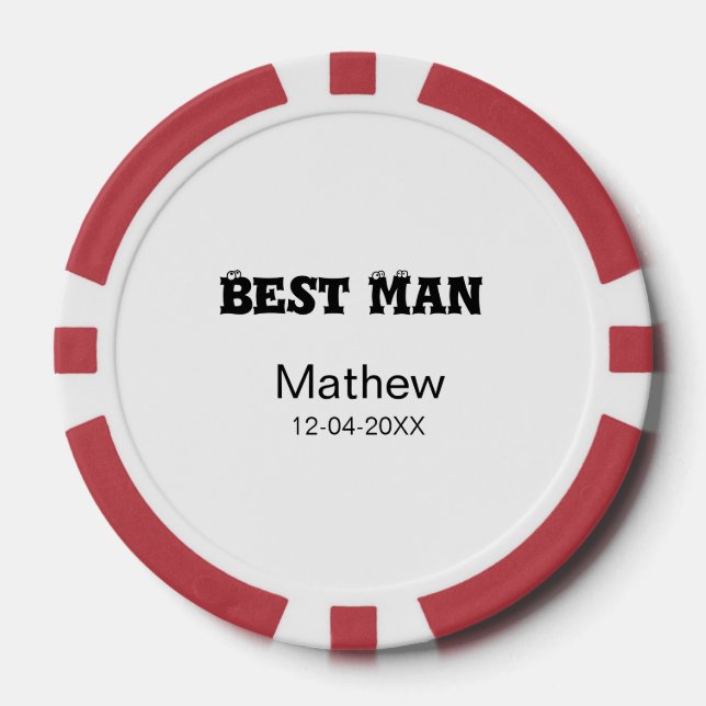 Best man bachelor party add name date simple sdon' poker chips (Front)