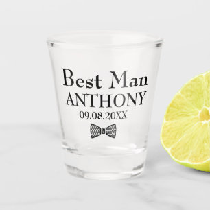 Best Man Black and White Bachelor Party Wedding Shot Glass