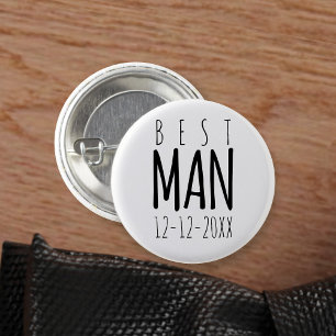 Best Man Black and White Wedding Party Button