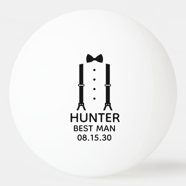 Best Man Black Bow Tie Ping Pong Ball (Front)