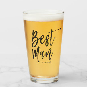 Best Man Black Script Style Glass