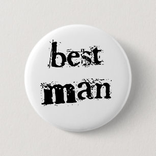Best Man Black Text 6 Cm Round Badge