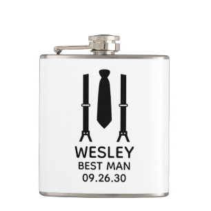 Best Man Black Tie Hip Flask