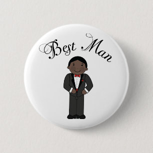 Best Man (Black) Wedding 6 Cm Round Badge