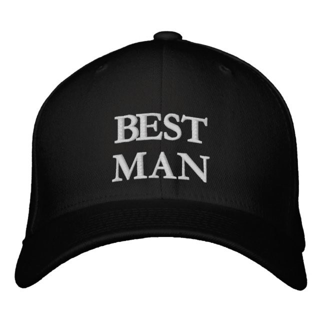 Best Man black white elegant chic wedding Embroidered Hat (Front)
