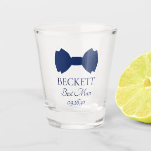 Best Man Blue Bow Tie Shot Glass