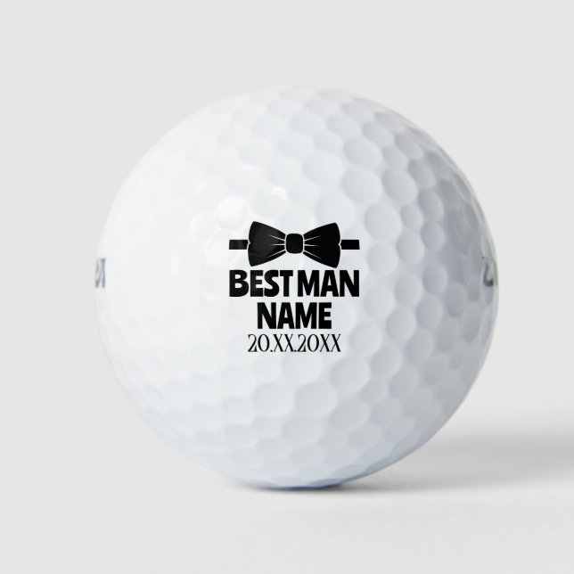 Best Man Bow Tie Wedding Bachelor Groom Party Gift Golf Balls (Front)