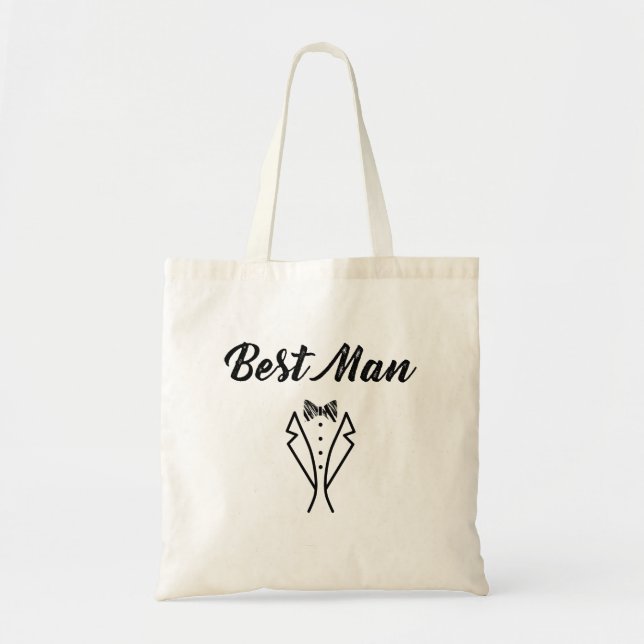 Best Man Bowtie Tuxedo Wedding Gift Tote Bag (Front)