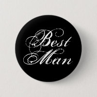 Best Man Button in Black