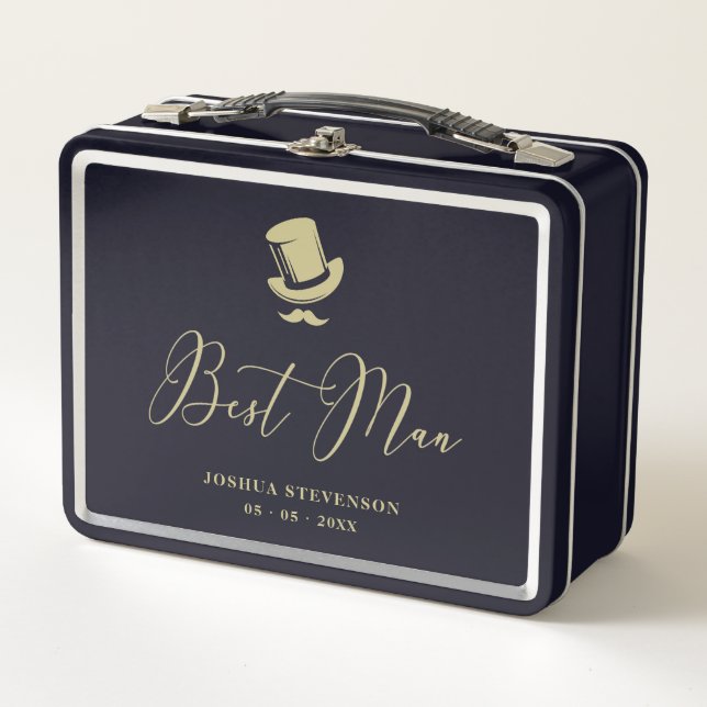 Best Man Chic Wedding Minimalist Metal Lunch Box (Front)