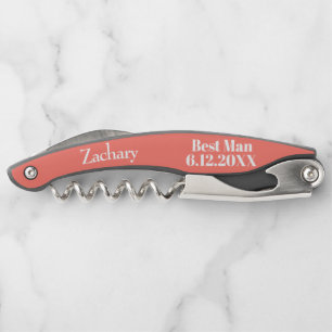 Best Man Coral Wedding Corkscrews
