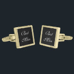 Best Man Cufflinks<br><div class="desc">Best Man cufflinks shown in gold plated and black onyx colour with white text. Customise this item and choose from more colours and styles or buy as is.</div>