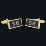 Best Man Cufflinks<br><div class="desc">Best Man cufflinks shown in gold plated and black onyx colour with white text. Customise this item and choose from more colours and styles or buy as is.</div>