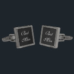 Best Man Cufflinks<br><div class="desc">Best Man cufflinks shown in gunmetal plated and black onyx colour with white text. Customise this item and choose from more colours and styles or buy as is.</div>